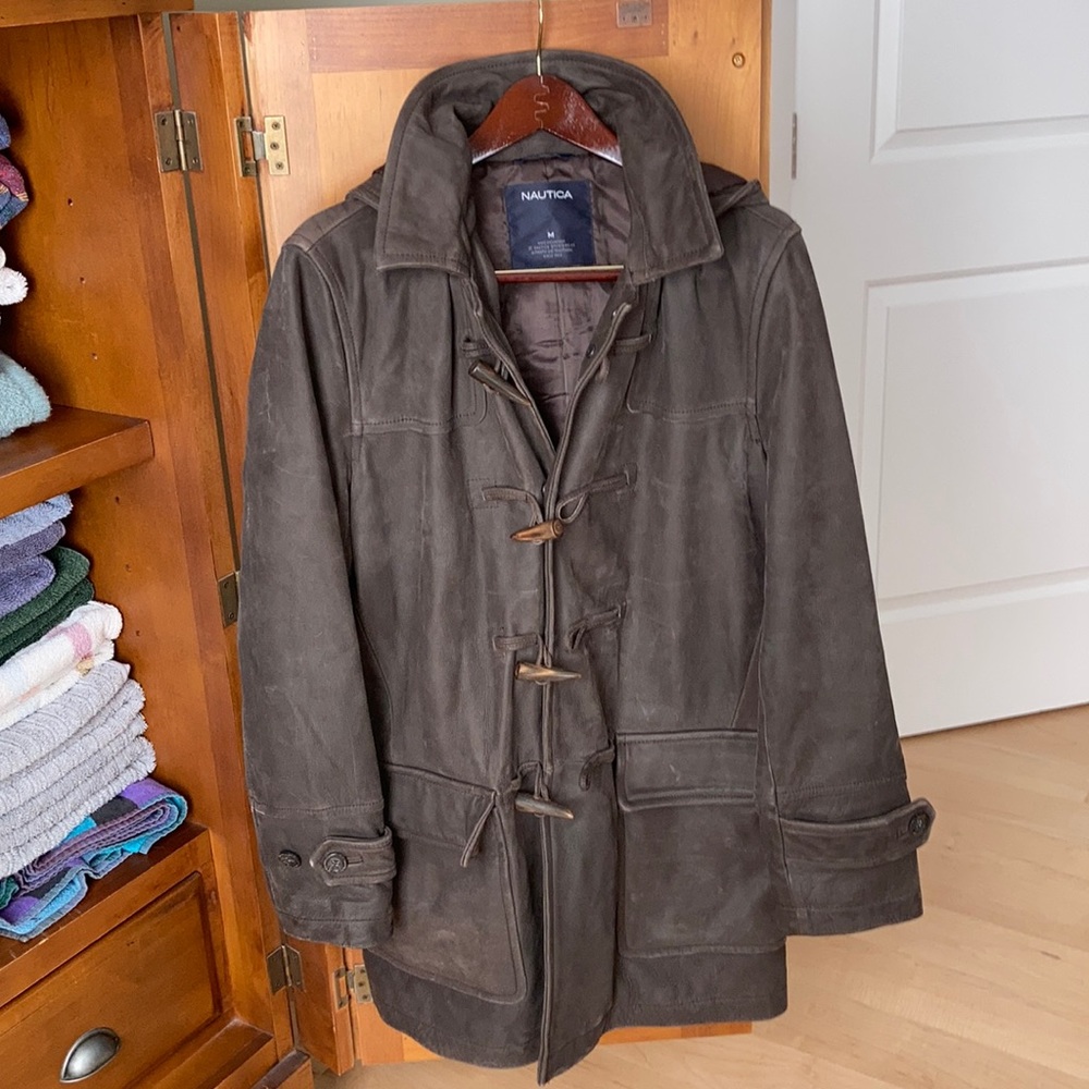 Nautica hooded coat. Soft leather, great shape!